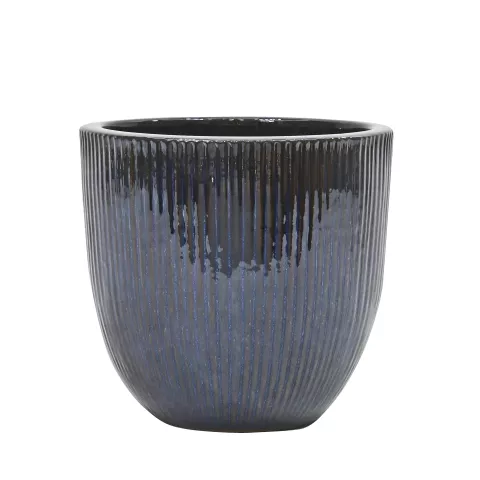 GLAZED ROUND POT BLUE