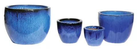 GLAZED EGG POT BLUE