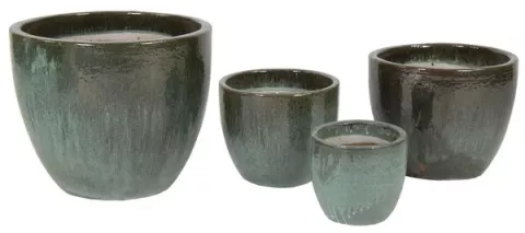 GLAZED EGG POT MOSS GREEN