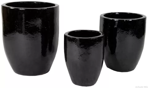 GLAZED EGG VASE SHINY BLACK
