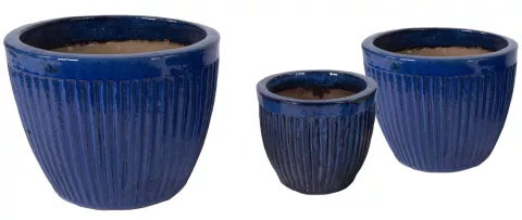 GLAZED MELON EGG POT BLUE