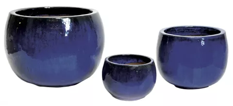 GLAZED POT BOWL BLUE